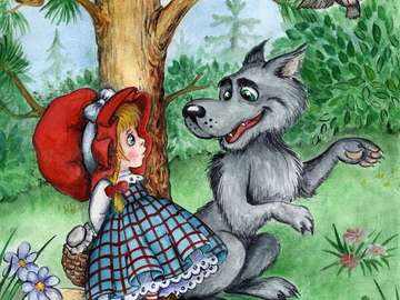 Little Red Riding Hood meets the wolf jigsaw puzzle online